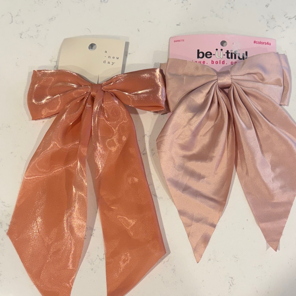 Shiny Pink and Peach Hair Bows